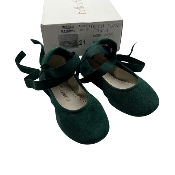 Belle Chiara Audrey Green Sueded Ballet Flats - Picture 1 of 11